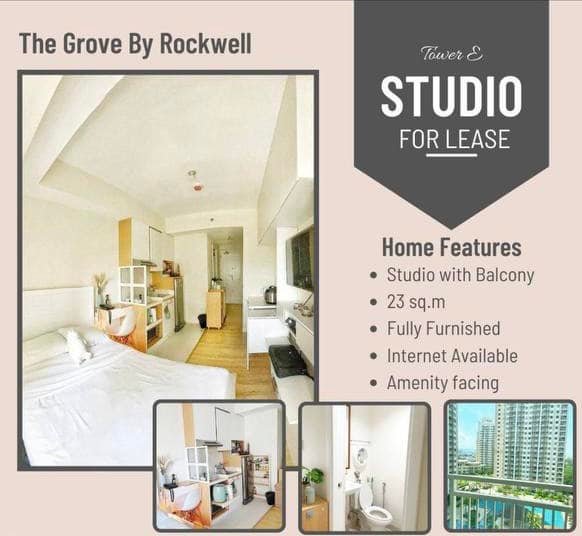 Fully Furnished Studio with Balcony for Rent in The Grove by Rockwell, Pasig City